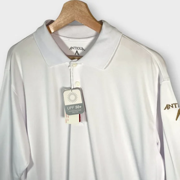 Antigua UPF 50+ Desert Dry XtraLite Polo Men's MEDIUM White Golf Performance NEW - Picture 2 of 12